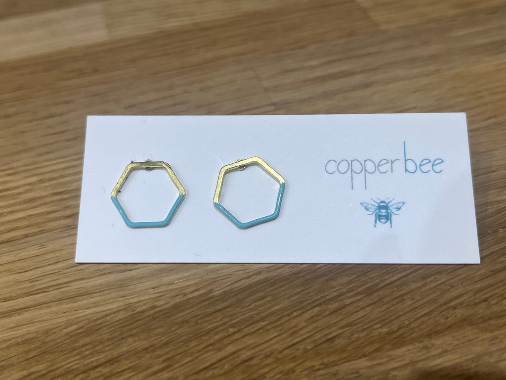 Copper Bee Dipped Hexagon Studs