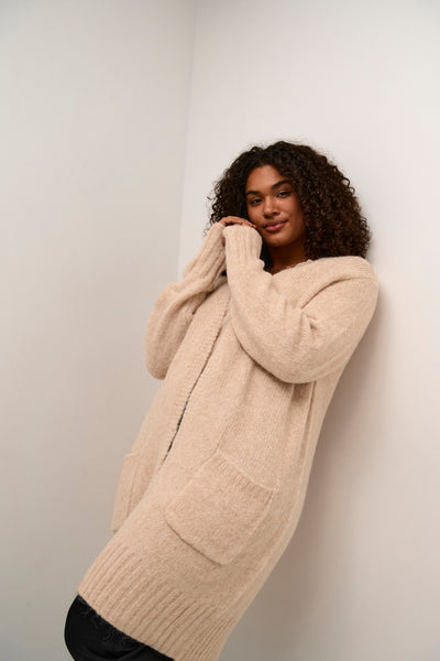 Cardigan long beige online femme