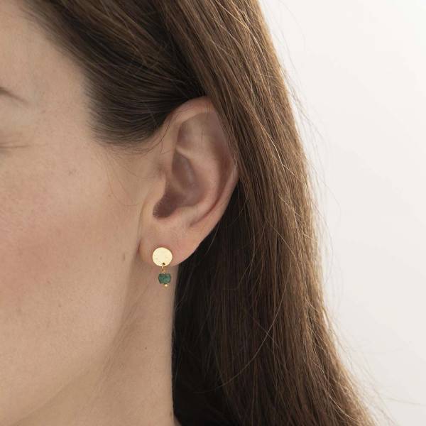 A Beautiful Story Mini Coin Aventurine Gold Earrings