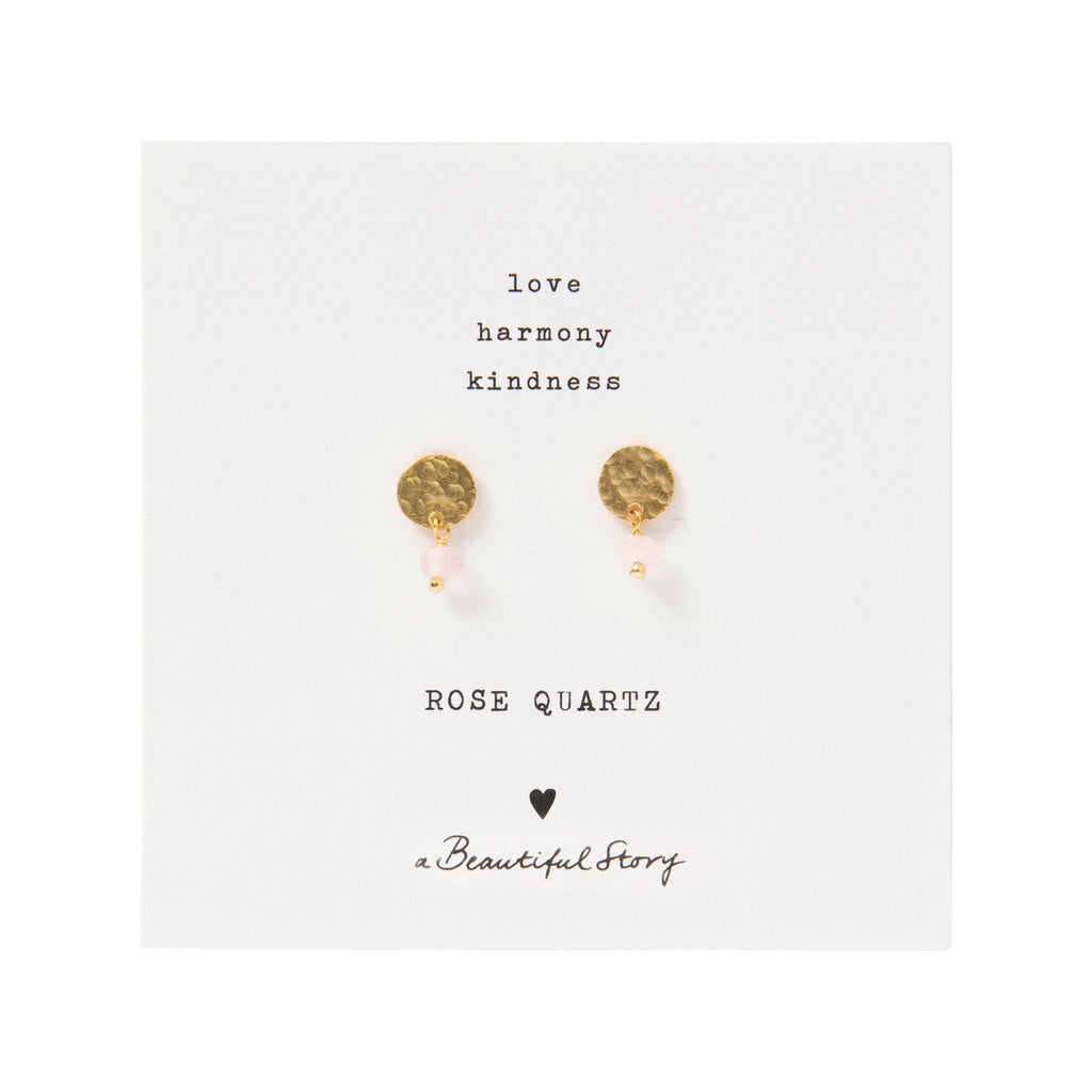 A Beautiful Story Mini Coin Rose Quartz Gold or silver Earrings
