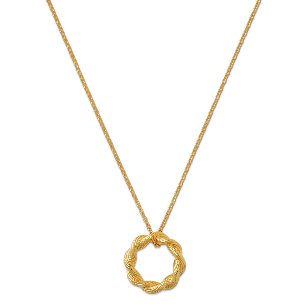 Orelia Twist Textured Open Circle Necklace