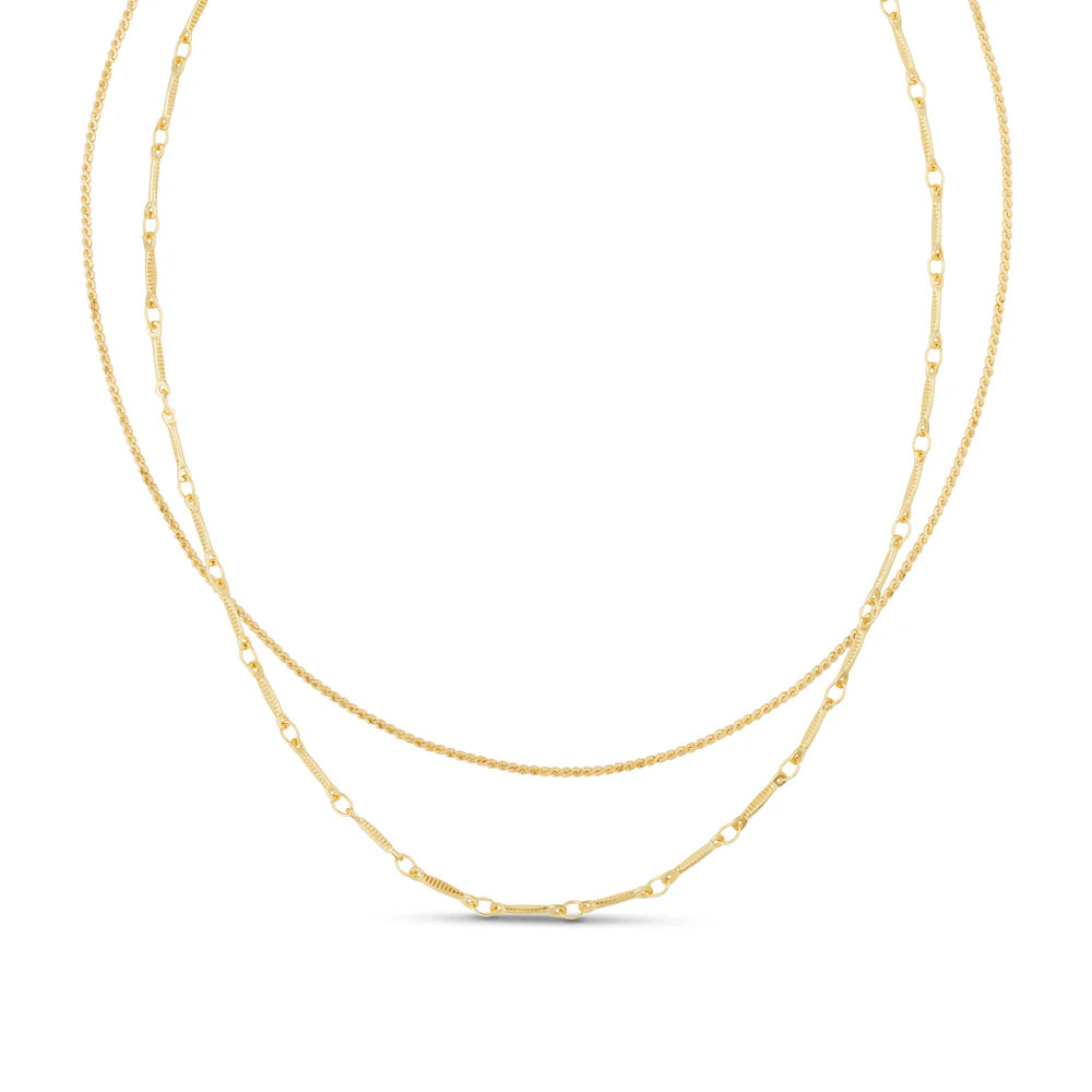 Orelia Dainty Chain 2-Row Necklace