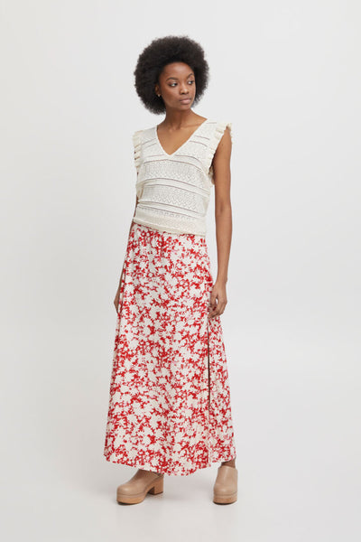 H&m red floral outlet skirt