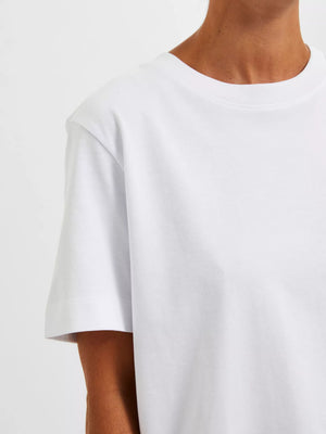 Selected Femme Essential Short Sleeve Boxy Tee in Bright White