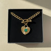 T-Bar Green Agate Heart Necklace