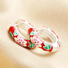 Silver Cloisonne Hoop Earrings