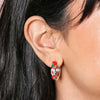 Silver Cloisonne Hoop Earrings