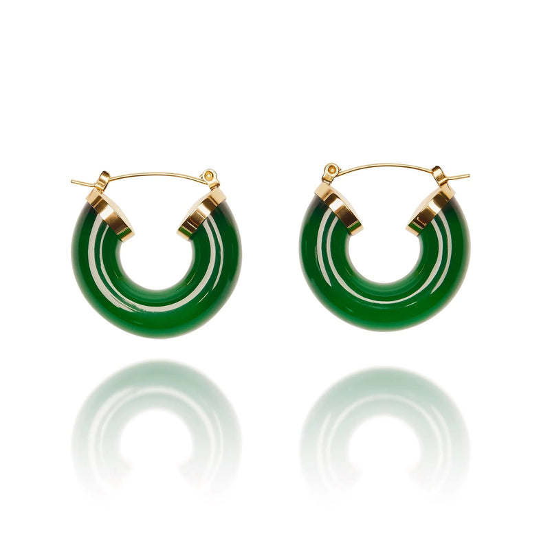 Lovett & Co Chunky Green & Gold Resin Earrings