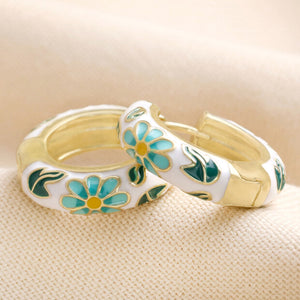Gold Cloisonne Hoop Earrings