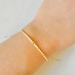 Adjustable Beaded Bracelet - White & Gold