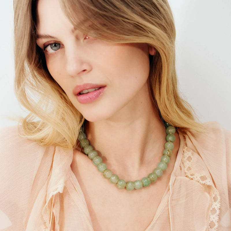 Mini Bead Necklace in Jade