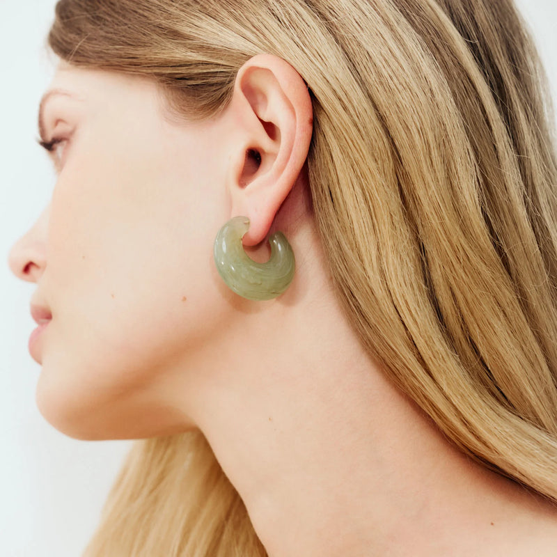 Moon Earrings in Jade