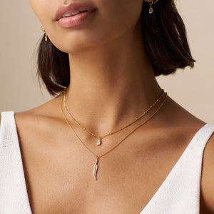 Orelia Pave Leaf Charm Necklace