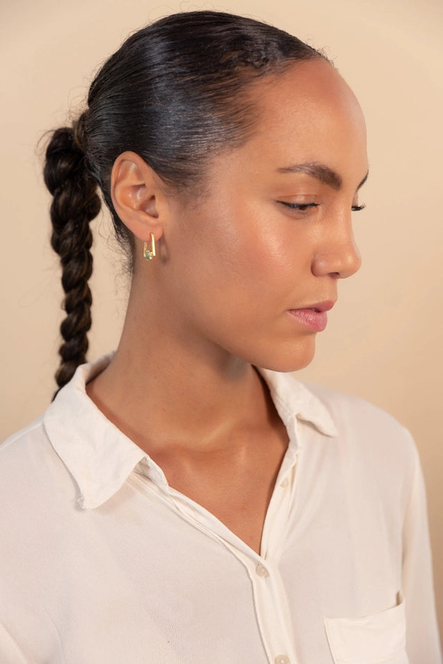 Vurchoo Argentina Gold Square Agate Hoops