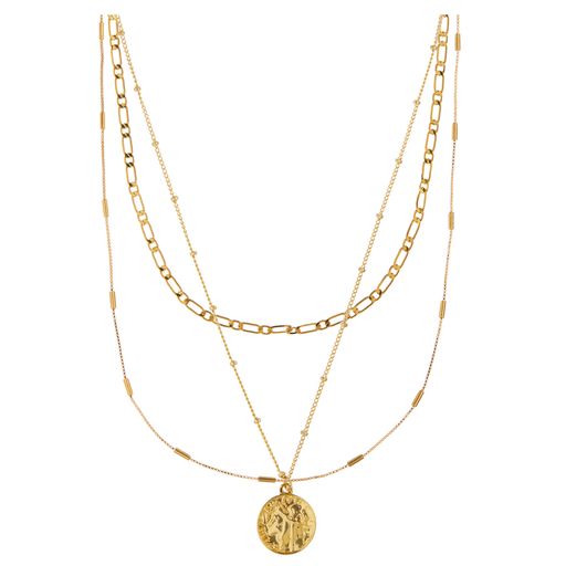 Orelia Multi Row Coin Necklace