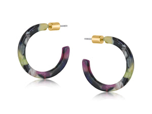 Big Metal Camille Black/Blue/Green Resin Hoops