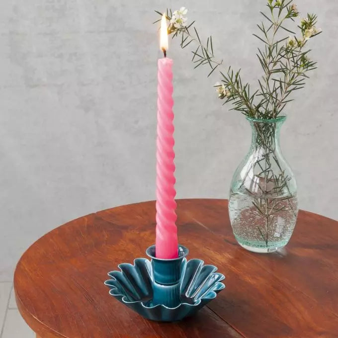 Enamel Cupped Flower Candle Holder