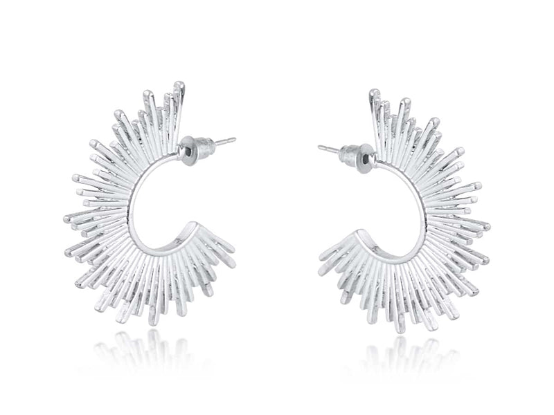 Big Metal London Amanda Half Disc Sunburst Earrings