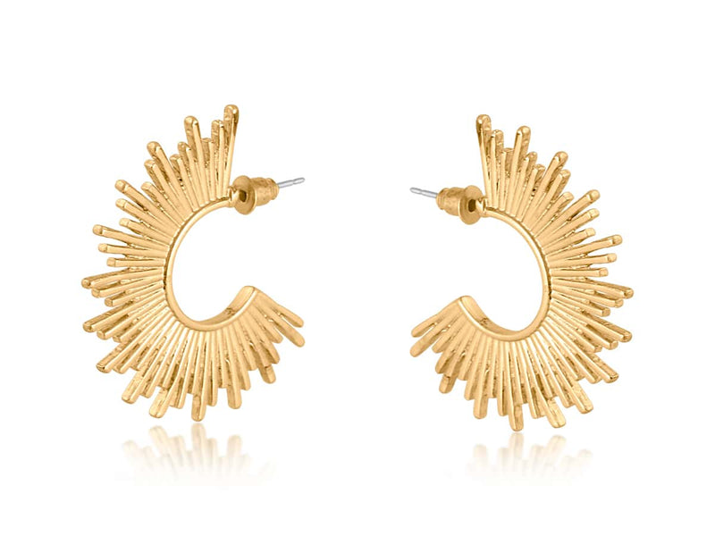 Big Metal London Amanda Half Disc Sunburst Earrings