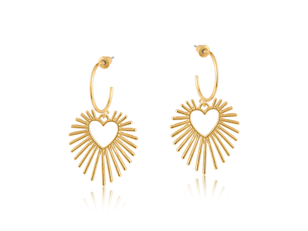 Big Metal Sunburst Hoop Earrings