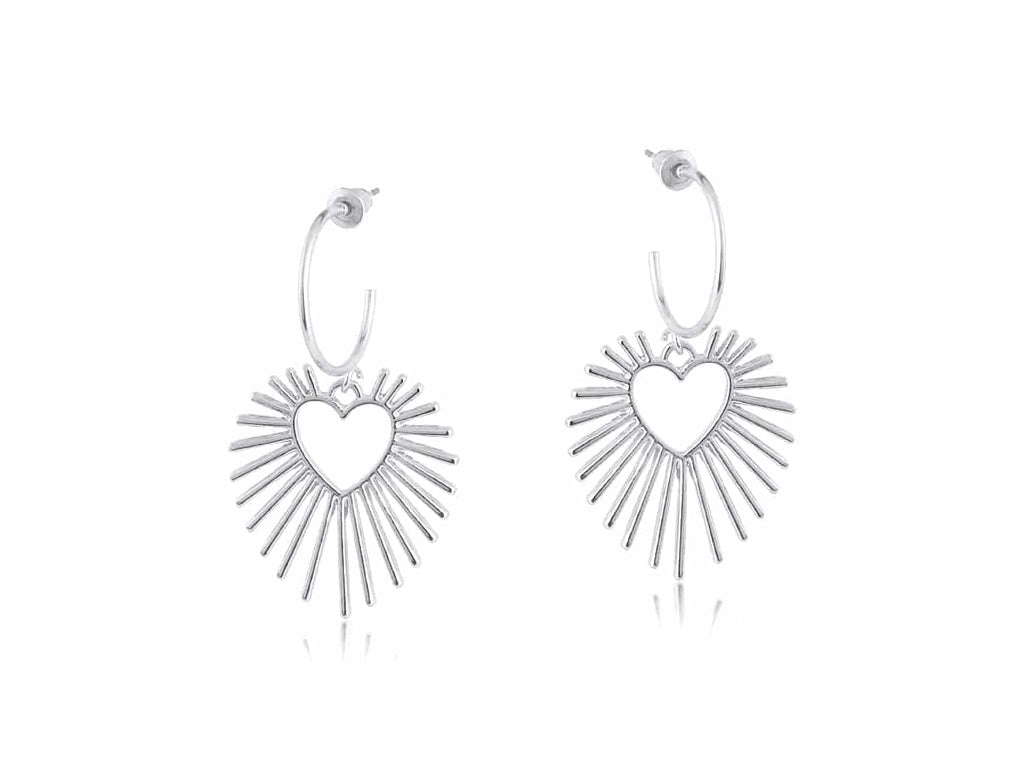 Big Metal Sunburst Hoop Earrings