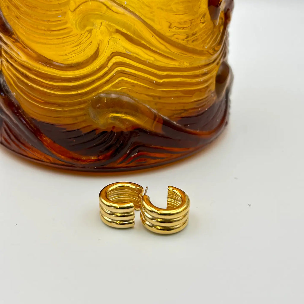 Sixton Grooved Huggie Earrings