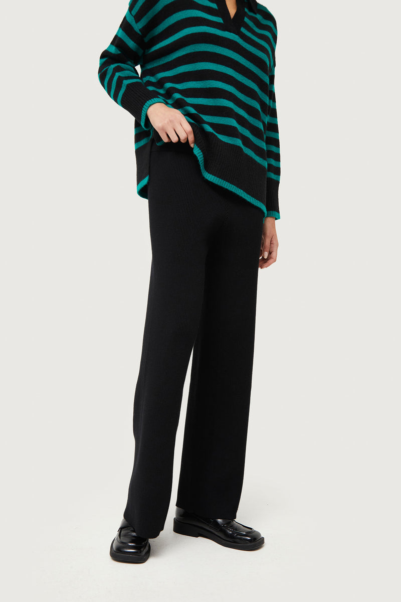 Compania Fantastica Straight Black Knit Trousers