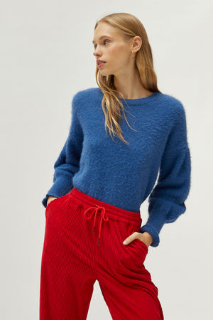 Compania Fantastica Blue Textured Knit Sweater