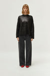 Compania Fantastica Black Shimmer Coated Knit Sweater