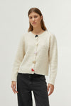 Compania Fantastica Large Heart Button cream cardigan