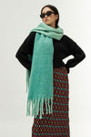 Compania Fantastica Oversized Green Fringed Scarf