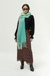 Compania Fantastica Oversized Green Fringed Scarf