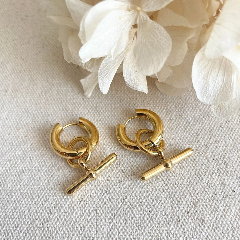 Little Nell Gold bar Hoop Earrings