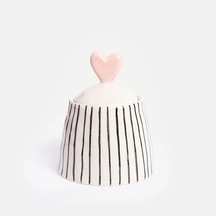 Stripe Small Jar Heart with Lid