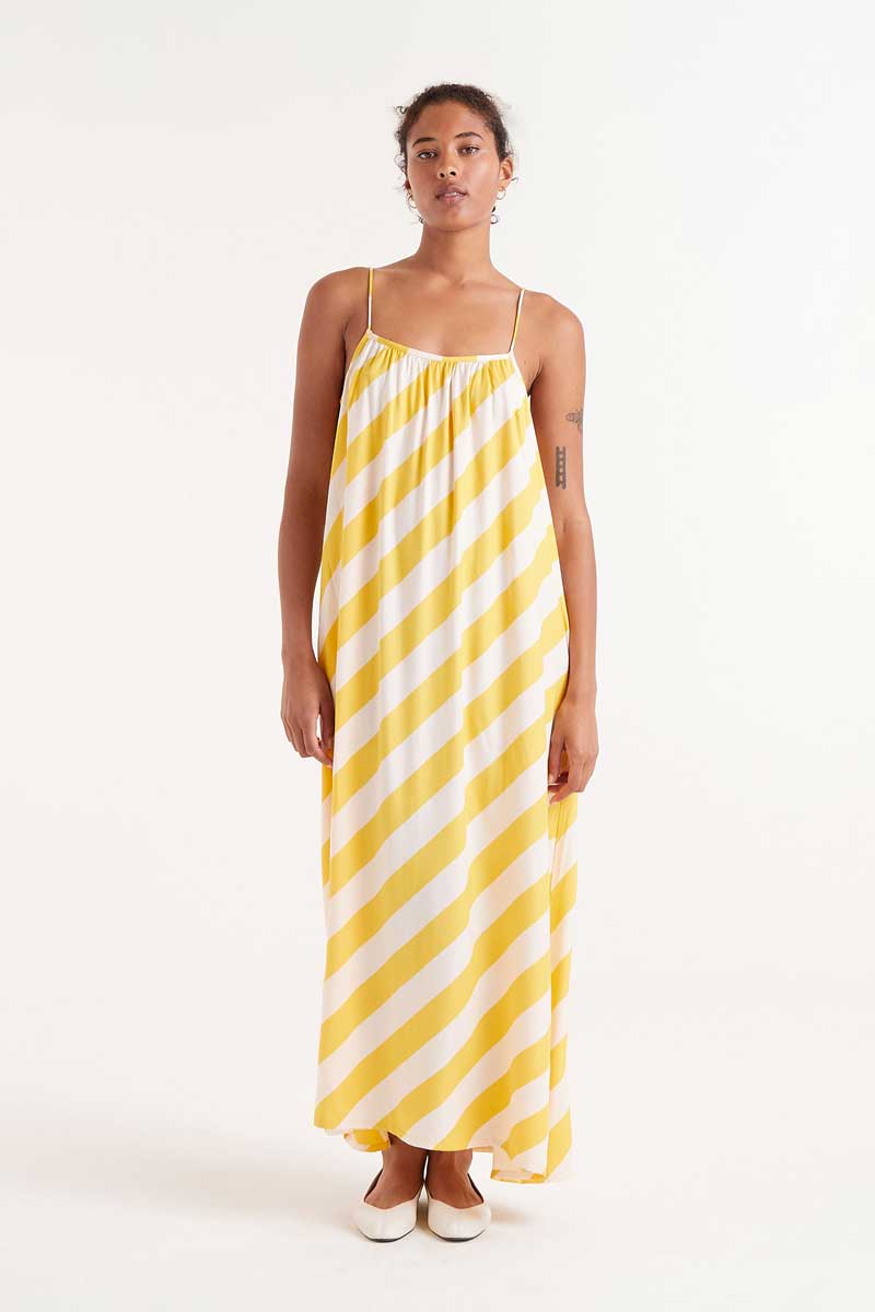 Compania Fantastica Yellow Striped Maxi Dress