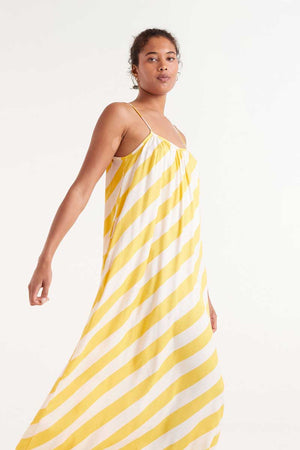 Compania Fantastica Yellow Striped Maxi Dress