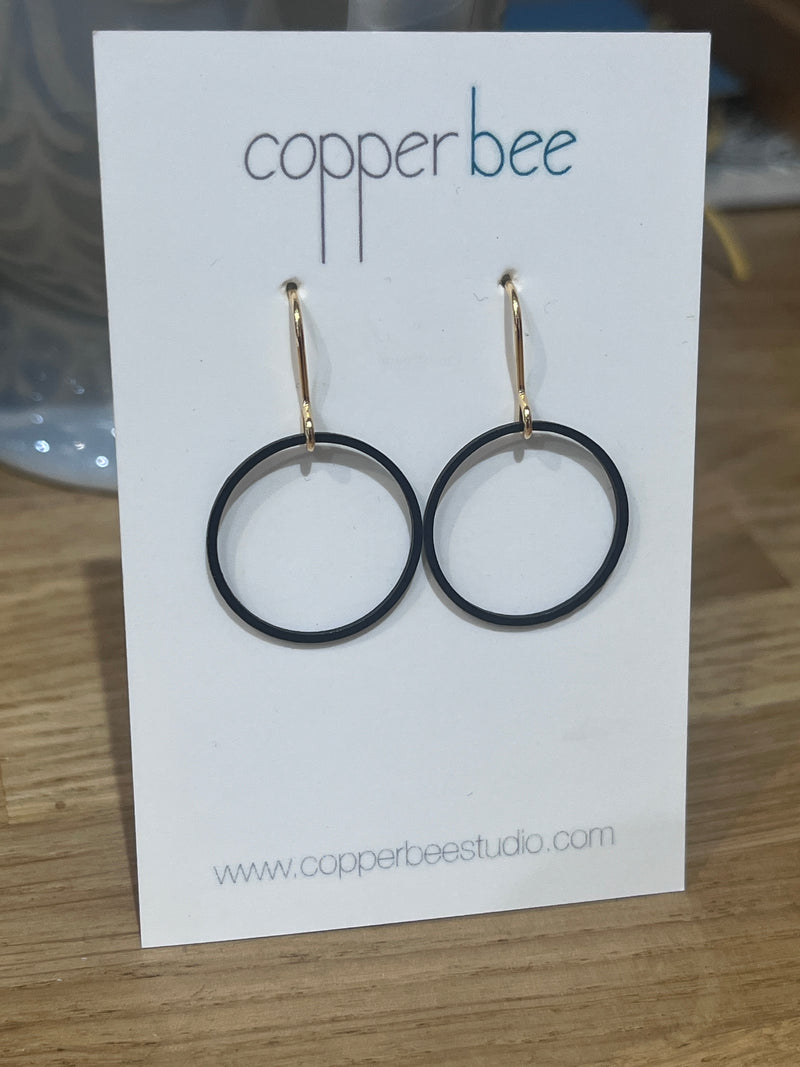 Copper Bee Simple Black Hoops