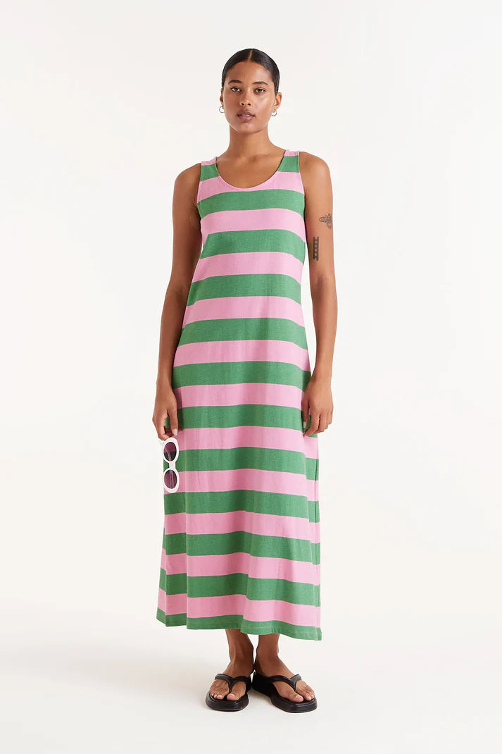 Compania Fantasica Green & Pink Striped T Shirt Dress