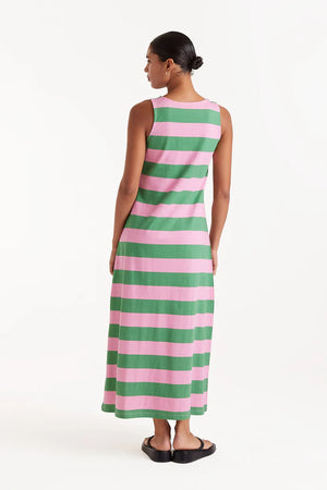 Compania Fantastica Green & Pink Striped T-Shirt Dress
