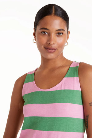 Compania Fantastica Green & Pink Striped T-Shirt Dress