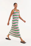 Compania Fantastica Green & Pink Striped T-Shirt Dress