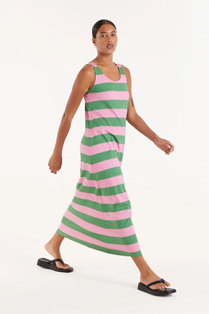 Compania Fantastica Green & Pink Striped T-Shirt Dress