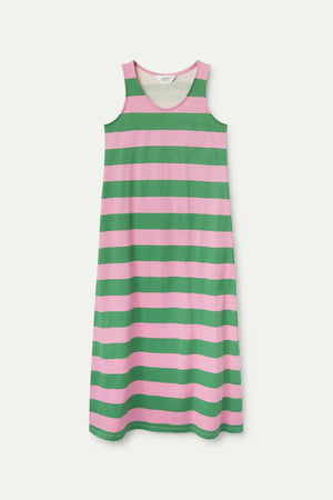 Compania Fantastica Green & Pink Striped T-Shirt Dress