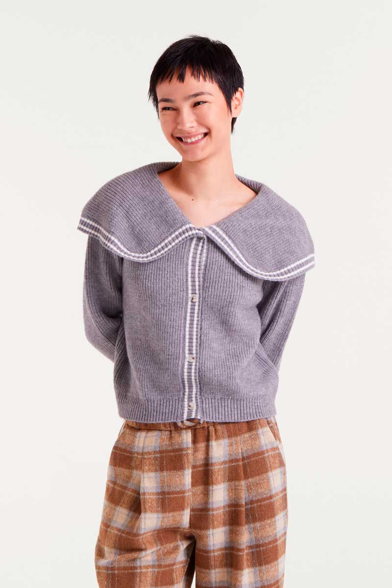 Compania Fantastica Grey Collared Cardigan