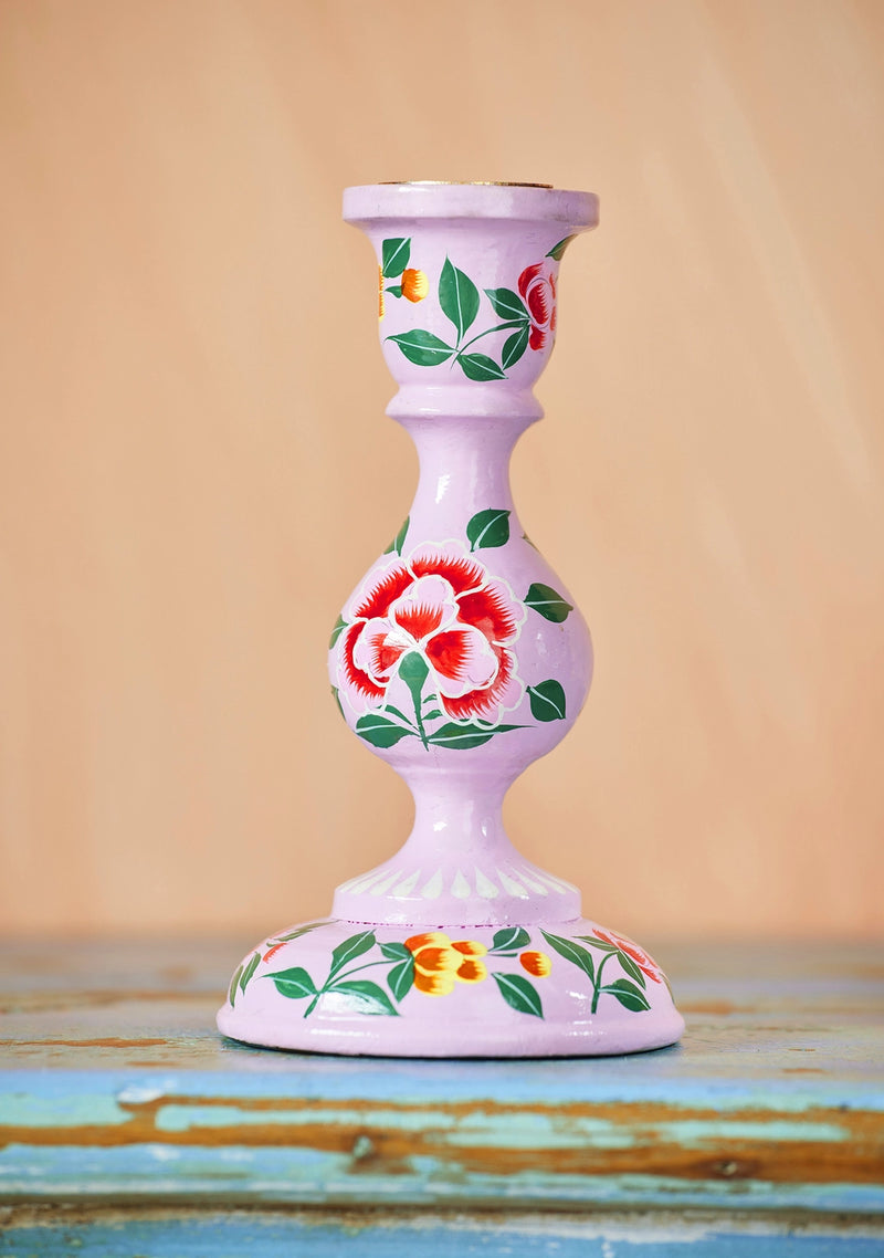 Large Hand Painted Kashmiri Candlestick