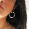 Millefiori Bead and Pearl Hoop Earrings