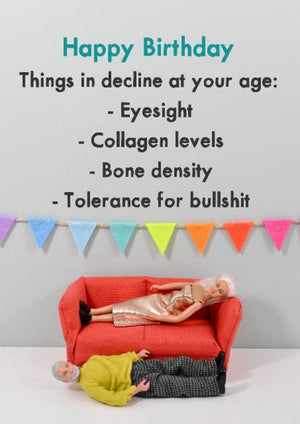 Bold & Bright 'Things in Decline' Birthday Card
