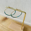 Stainless Steel Hoop Earrings - Turquoise, Tortoiseshell & Gold