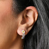 Enamel Floral Hoop Earrings
