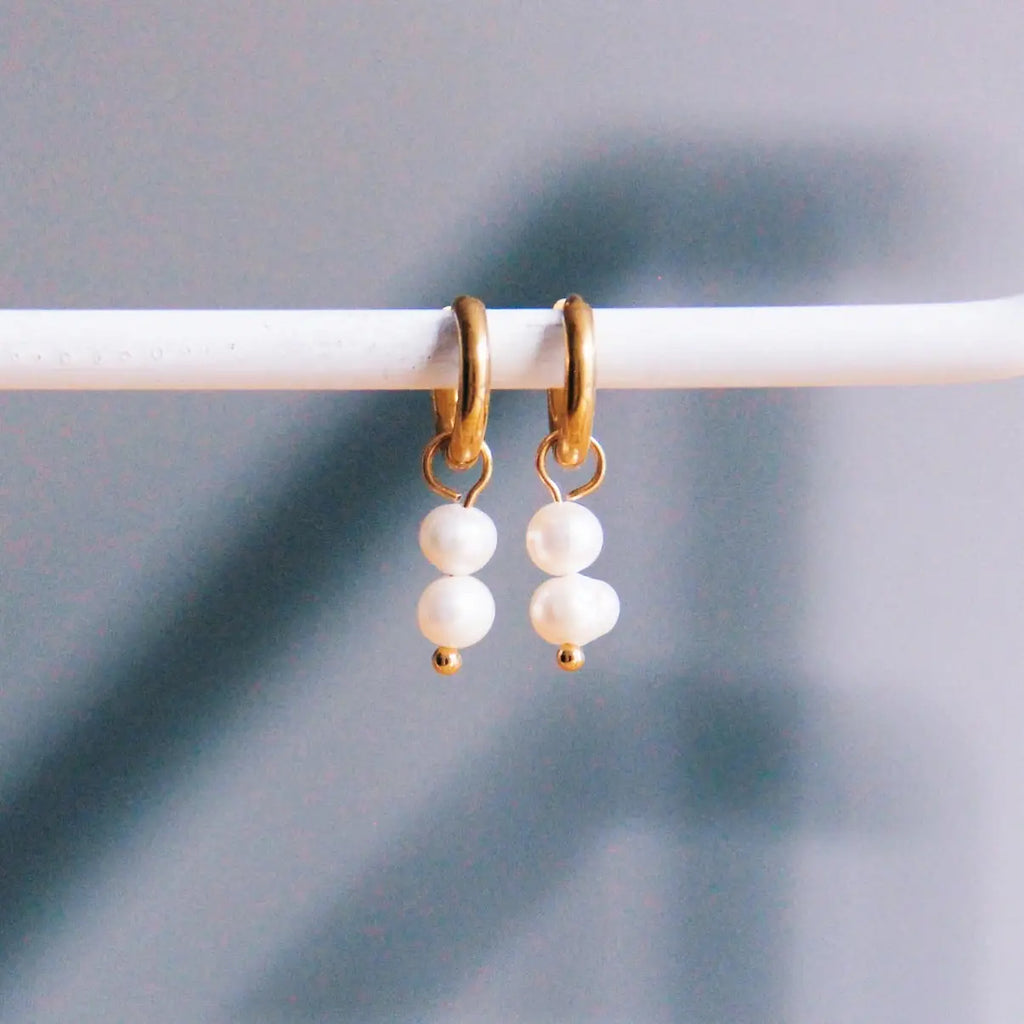 Stainless Steel Earrings With Freshwater Pearls